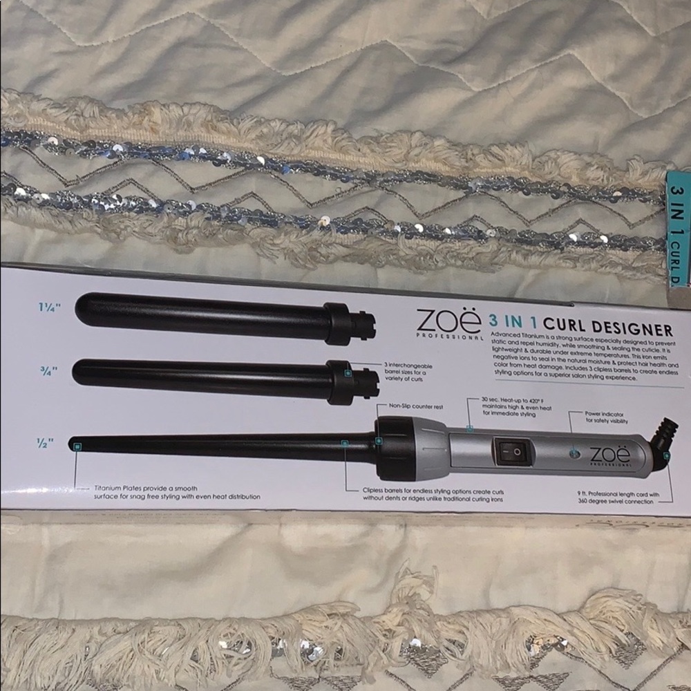 3 in 1 hair wand with interchangeable heads- new